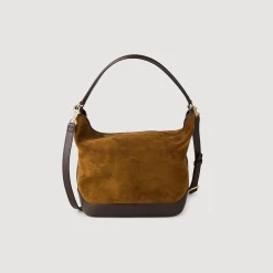 Sacs Porté Épaule|Sacs À Bandoulière*SANDRO Sac Seau TANGOSO En Suède Et Cuir Camel