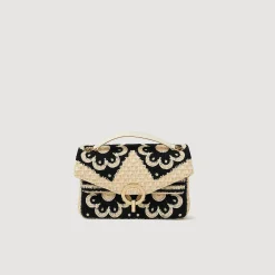 Sacs Porté Épaule|Sacs À Bandoulière*SANDRO Sac Yza En Crochet Bicolore Beige / Noir
