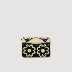 Sacs Porté Épaule|Sacs À Bandoulière*SANDRO Sac Yza En Crochet Bicolore Beige / Noir