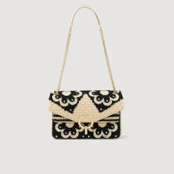 Sacs Porté Épaule|Sacs À Bandoulière*SANDRO Sac Yza En Crochet Bicolore Beige / Noir
