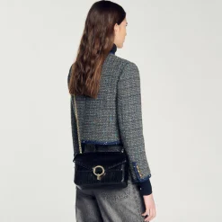 Sacs Porté Épaule|Sacs À Bandoulière*SANDRO Sac Yza En Cuir D'une Tannerie Certifiée Noir