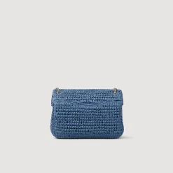 Sacs Porté Épaule|Sacs À Bandoulière*SANDRO Sac YZA En Raphia Bleu