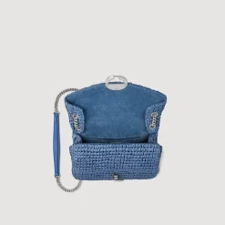 Sacs Porté Épaule|Sacs À Bandoulière*SANDRO Sac YZA En Raphia Bleu