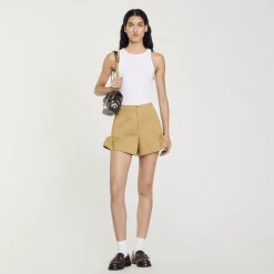 Jupes & Shorts*SANDRO Short à Volants Camel