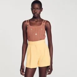 Costumes|Jupes & Shorts*SANDRO Short Droit Jaune Orange