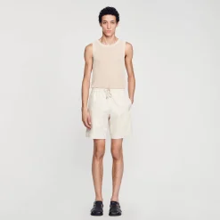 Pantalons & Shorts*SANDRO Short En Coton Beige Clair