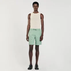 Pantalons & Shorts*SANDRO Short En Coton Vert D'Eau
