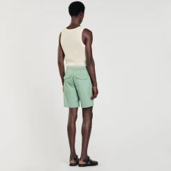 Pantalons & Shorts*SANDRO Short En Coton Vert D'Eau