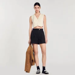 Jupes & Shorts*SANDRO Short En Gabardine Noir