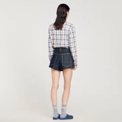 Jupes & Shorts*SANDRO Short En Jean Brut Bleu brut