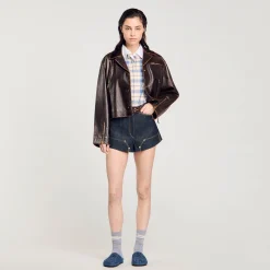 Jupes & Shorts*SANDRO Short En Jean Brut Bleu brut
