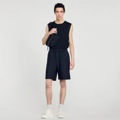 Pantalons & Shorts*SANDRO Short En Toile De Coton Noir