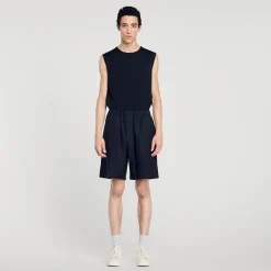 Pantalons & Shorts*SANDRO Short En Toile De Coton Noir