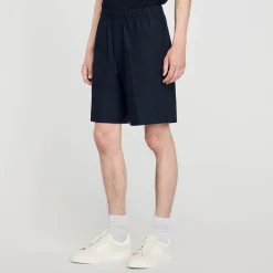 Pantalons & Shorts*SANDRO Short En Toile De Coton Noir