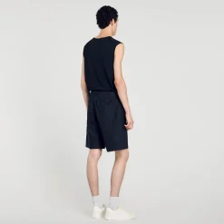 Pantalons & Shorts*SANDRO Short En Toile De Coton Noir