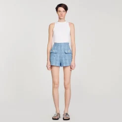 Ensembles|Jupes & Shorts*SANDRO Short En Tweed Bleu