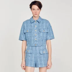 Ensembles|Jupes & Shorts*SANDRO Short En Tweed Bleu
