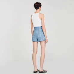 Ensembles|Jupes & Shorts*SANDRO Short En Tweed Bleu