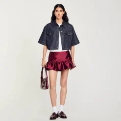 Ensembles|Jupes & Shorts*SANDRO Short Jupe En Satin Bordeaux