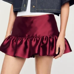 Ensembles|Jupes & Shorts*SANDRO Short Jupe En Satin Bordeaux
