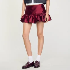 Ensembles|Jupes & Shorts*SANDRO Short Jupe En Satin Bordeaux