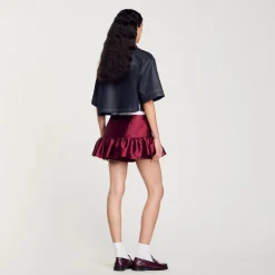Ensembles|Jupes & Shorts*SANDRO Short Jupe En Satin Bordeaux