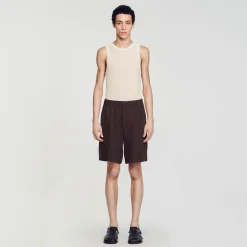 Pantalons & Shorts*SANDRO Short Large Marron Foncé