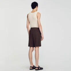 Pantalons & Shorts*SANDRO Short Large Marron Foncé