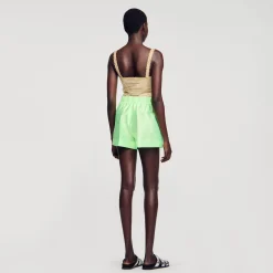 Ensembles|Jupes & Shorts*SANDRO Short Large Satiné Vert Fluo