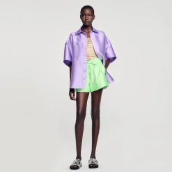 Ensembles|Jupes & Shorts*SANDRO Short Large Satiné Vert Fluo