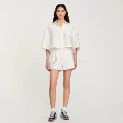 Ensembles|Jupes & Shorts*SANDRO Short Large Strassé blanc