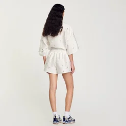 Ensembles|Jupes & Shorts*SANDRO Short Large Strassé blanc