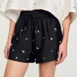 Ensembles|Jupes & Shorts*SANDRO Short Large Strassé Noir