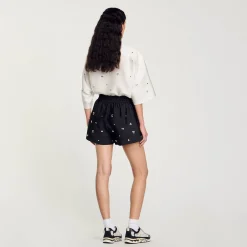 Ensembles|Jupes & Shorts*SANDRO Short Large Strassé Noir