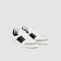 Sneakers*SANDRO Sneakers Basses En Cuir Blanc / Noir