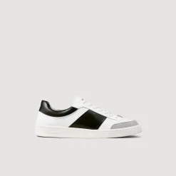 Sneakers*SANDRO Sneakers Basses En Cuir Blanc / Noir