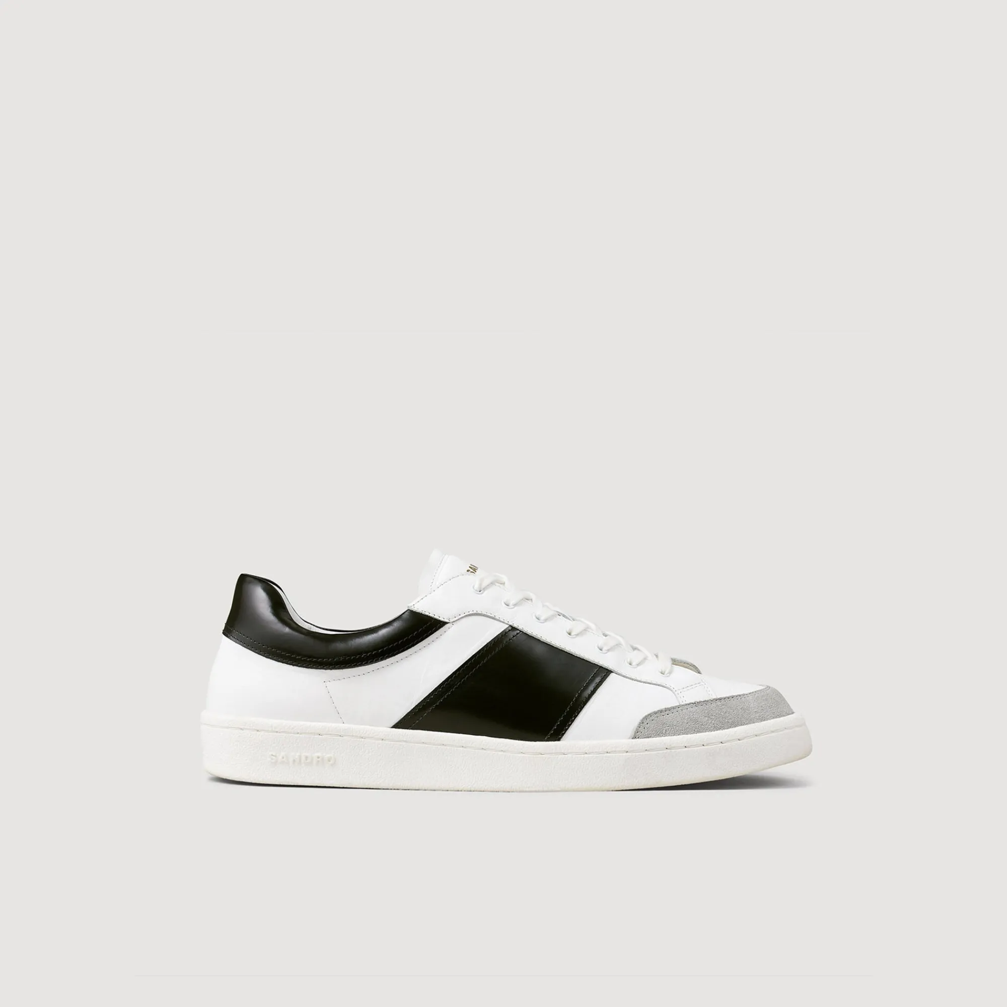 Sneakers*SANDRO Sneakers Basses En Cuir Blanc / Noir