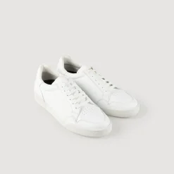 Sneakers*SANDRO Sneakers En Cuir Embossé Square Cross blanc