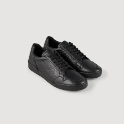 Sneakers*SANDRO Sneakers En Cuir Embossé Square Cross Noir