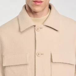 Manteaux & Blousons|Chemises*SANDRO Surchemise Boutonnée Beige