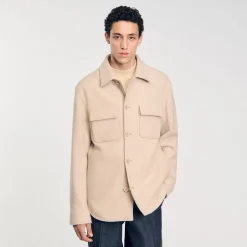 Manteaux & Blousons|Chemises*SANDRO Surchemise Boutonnée Beige
