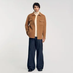 Manteaux & Blousons|Chemises*SANDRO Surchemise Double Face Camel