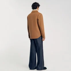 Manteaux & Blousons|Chemises*SANDRO Surchemise Double Face Camel
