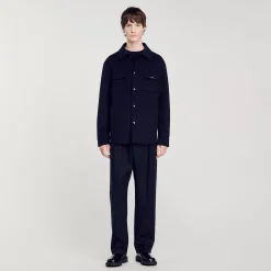 Chemises|Manteaux & Blousons*SANDRO Surchemise Double Face Marine