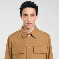 Manteaux & Blousons|Chemises*SANDRO Surchemise En Laine Camel