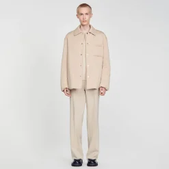 Manteaux & Blousons|Chemises*SANDRO Surchemise Ouatinée Beige