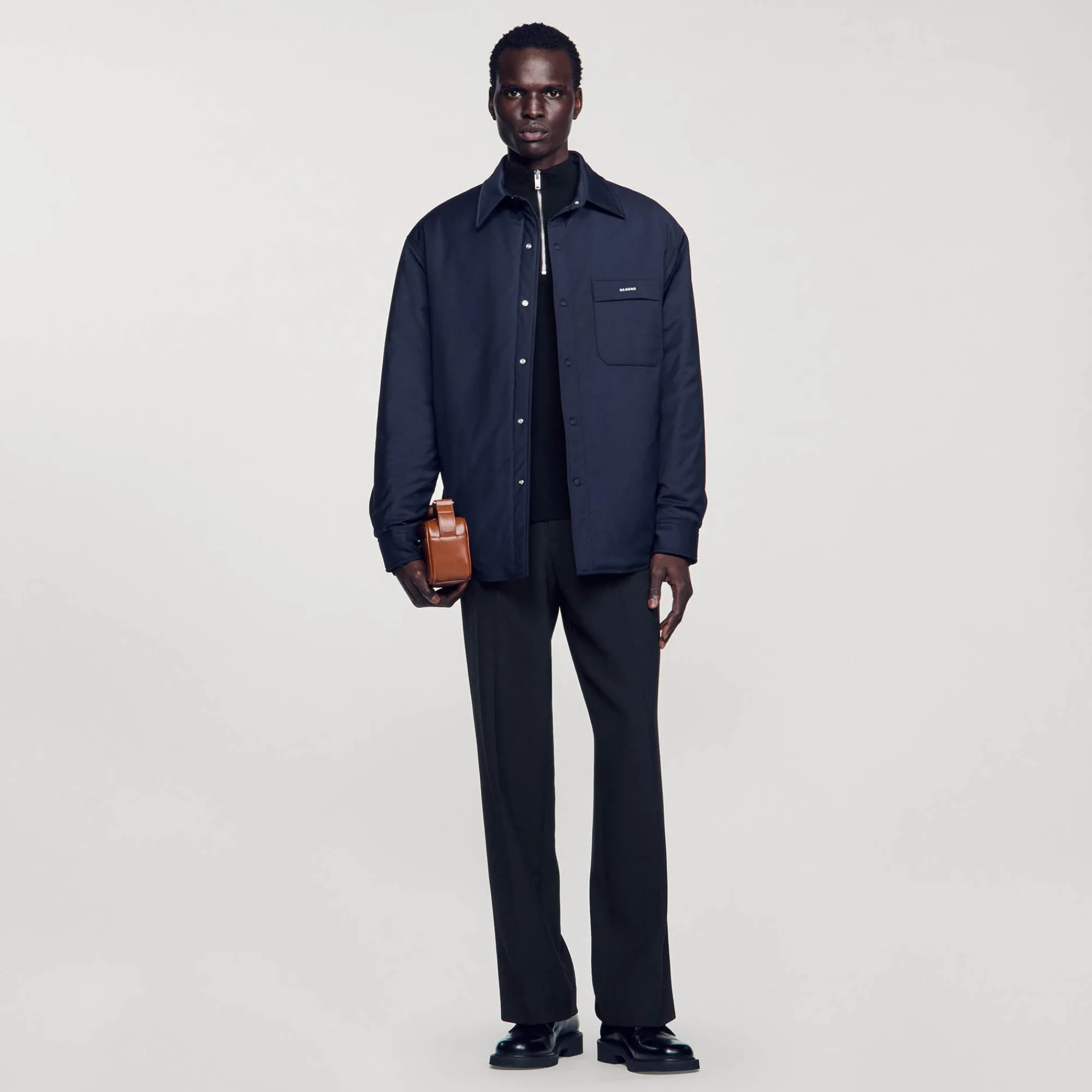 Manteaux & Blousons|Chemises*SANDRO Surchemise Ouatinée Oversize Marine