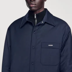 Manteaux & Blousons|Chemises*SANDRO Surchemise Ouatinée Oversize Marine