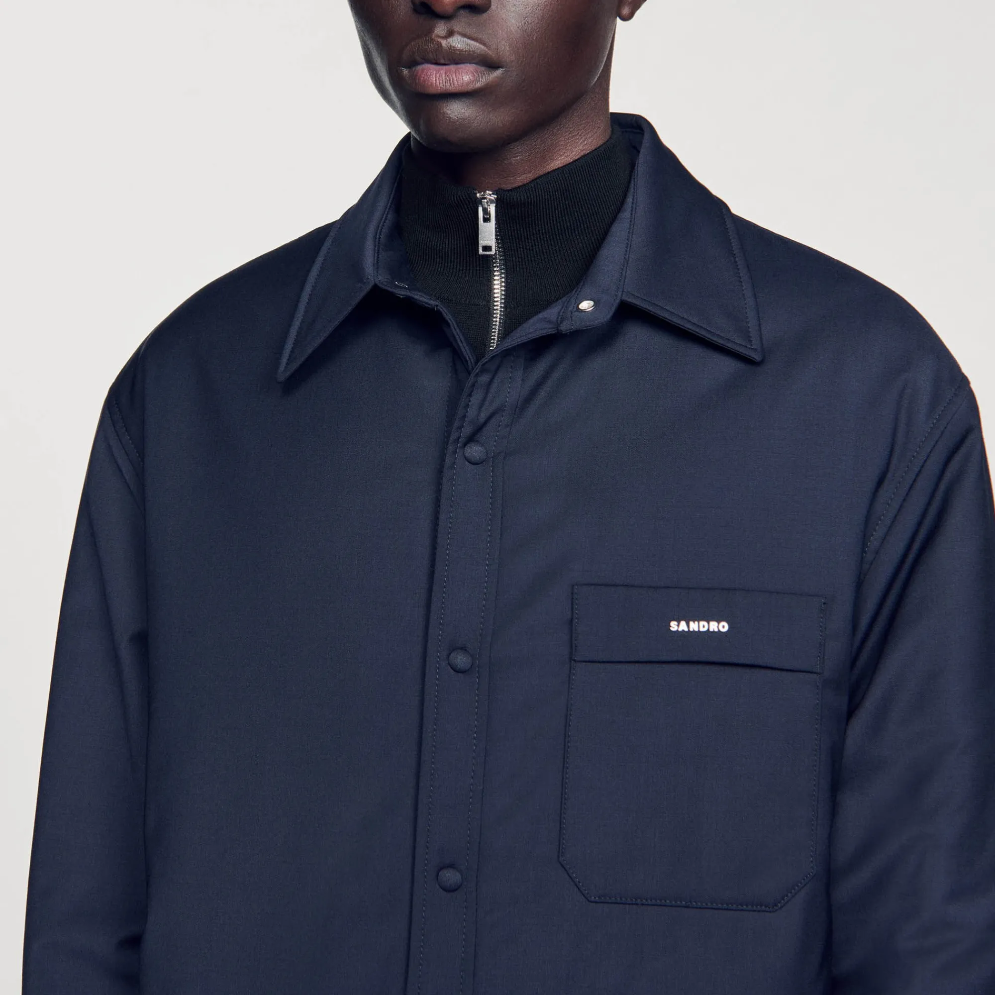 Manteaux & Blousons|Chemises*SANDRO Surchemise Ouatinée Oversize Marine