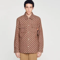 Manteaux & Blousons|Chemises*SANDRO Surchemise Square Cross Marron Foncé